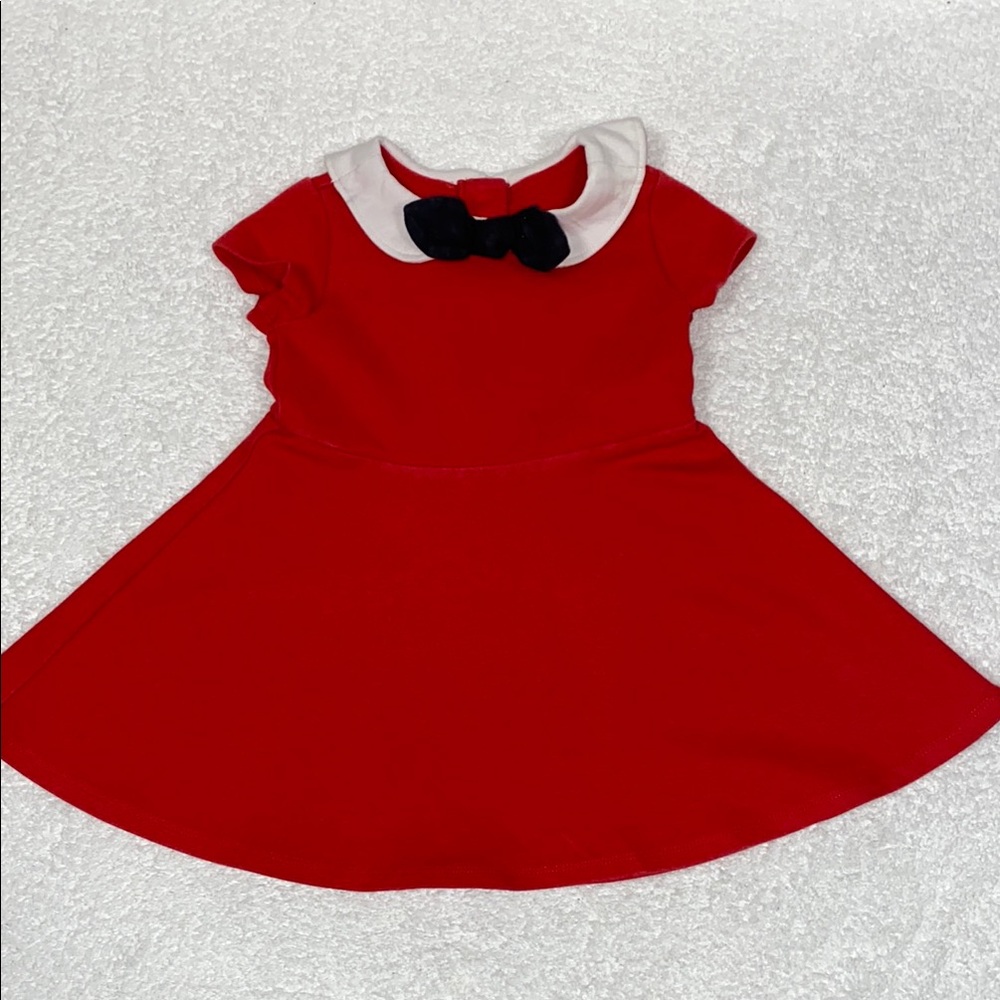 Gymboree Olivia Ponte Dress Red/White w/navy bow stars 18/24m